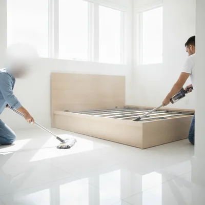 Limpieza profunda debajo de la cama en Doral