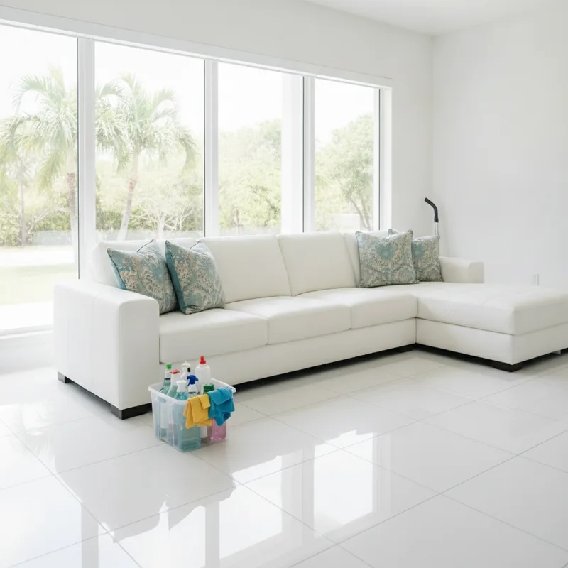 Sala limpia y ordenada en una casa de Doral